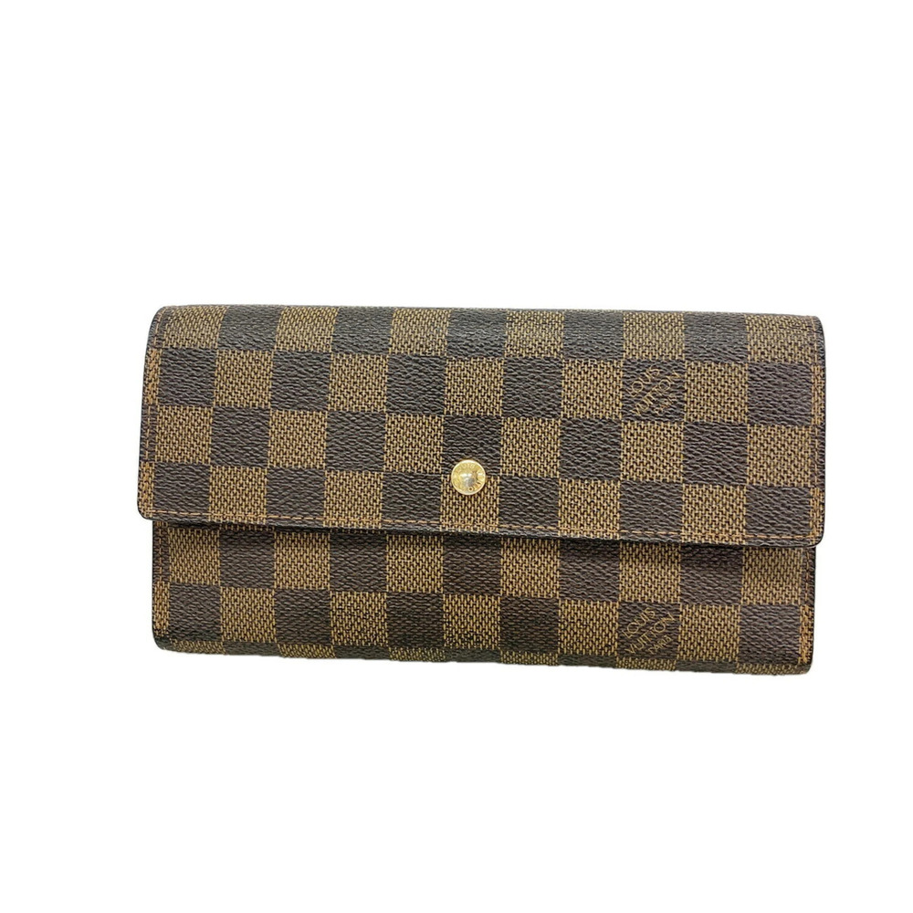 Louis Vuitton Tri-fold Long Wallet Damier Portefeuille International N61217 E...